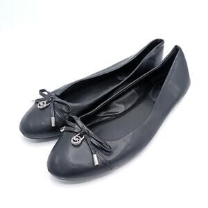 Michael Kors Black Faux Leather Ballet Flats – Classic Round Toe Comfy Slip-On